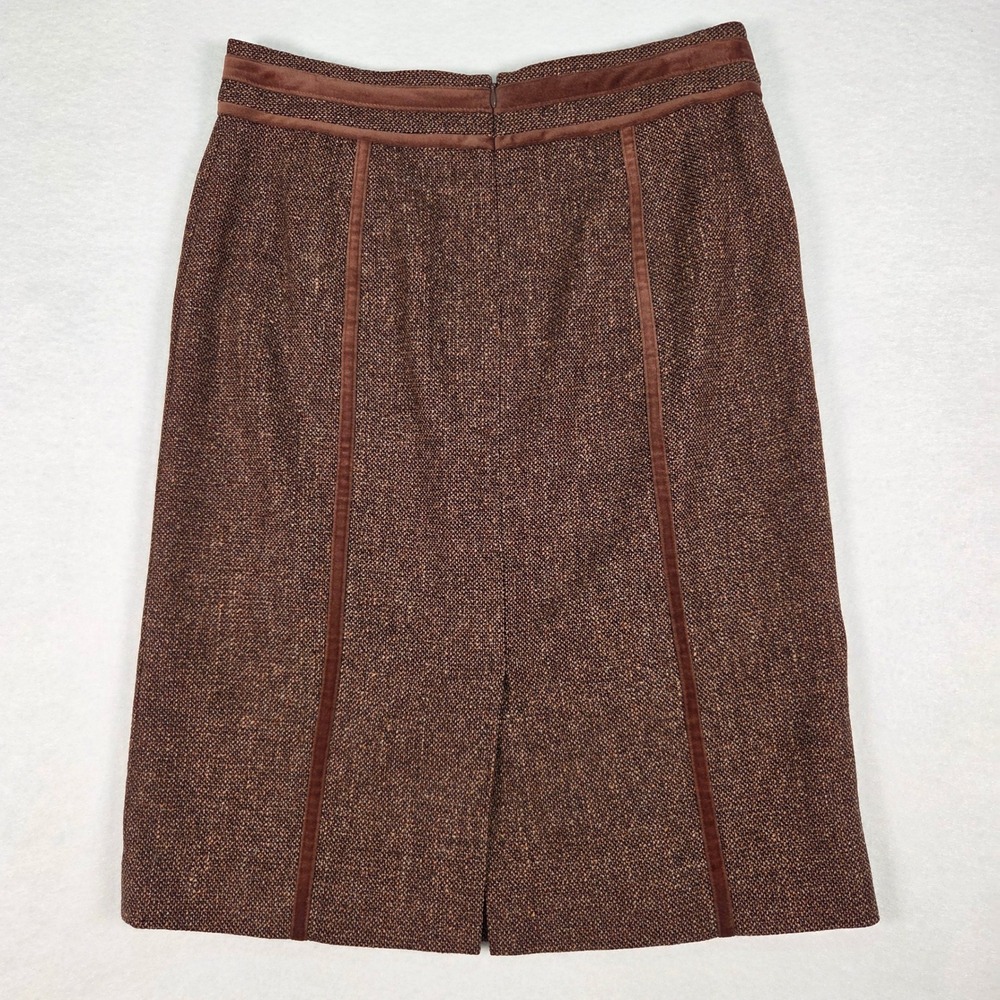 Vintage Brooks Brothers Skirt Suit Womens 10/8 Brown Wool Tweed Velvet Trim Vtg - Picture 3 of 13